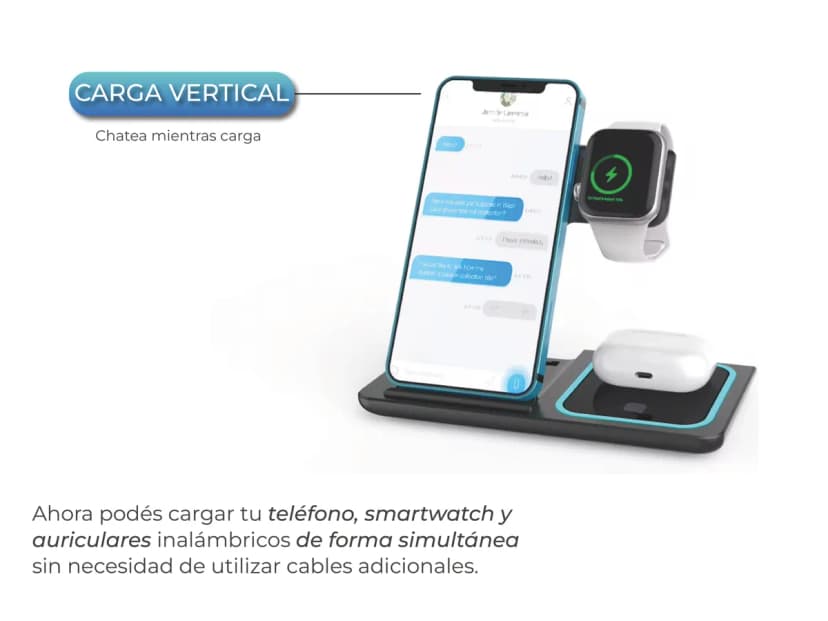 Estación De Carga Inalámbrica Qi 3 En 1