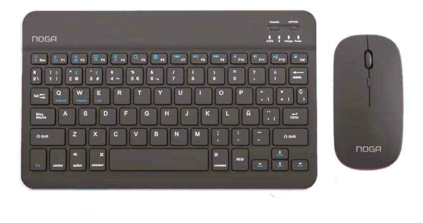 Kit Teclado y Mouse Inalámbrico Bluetooth Noga S5900 QWERTY Español Negro